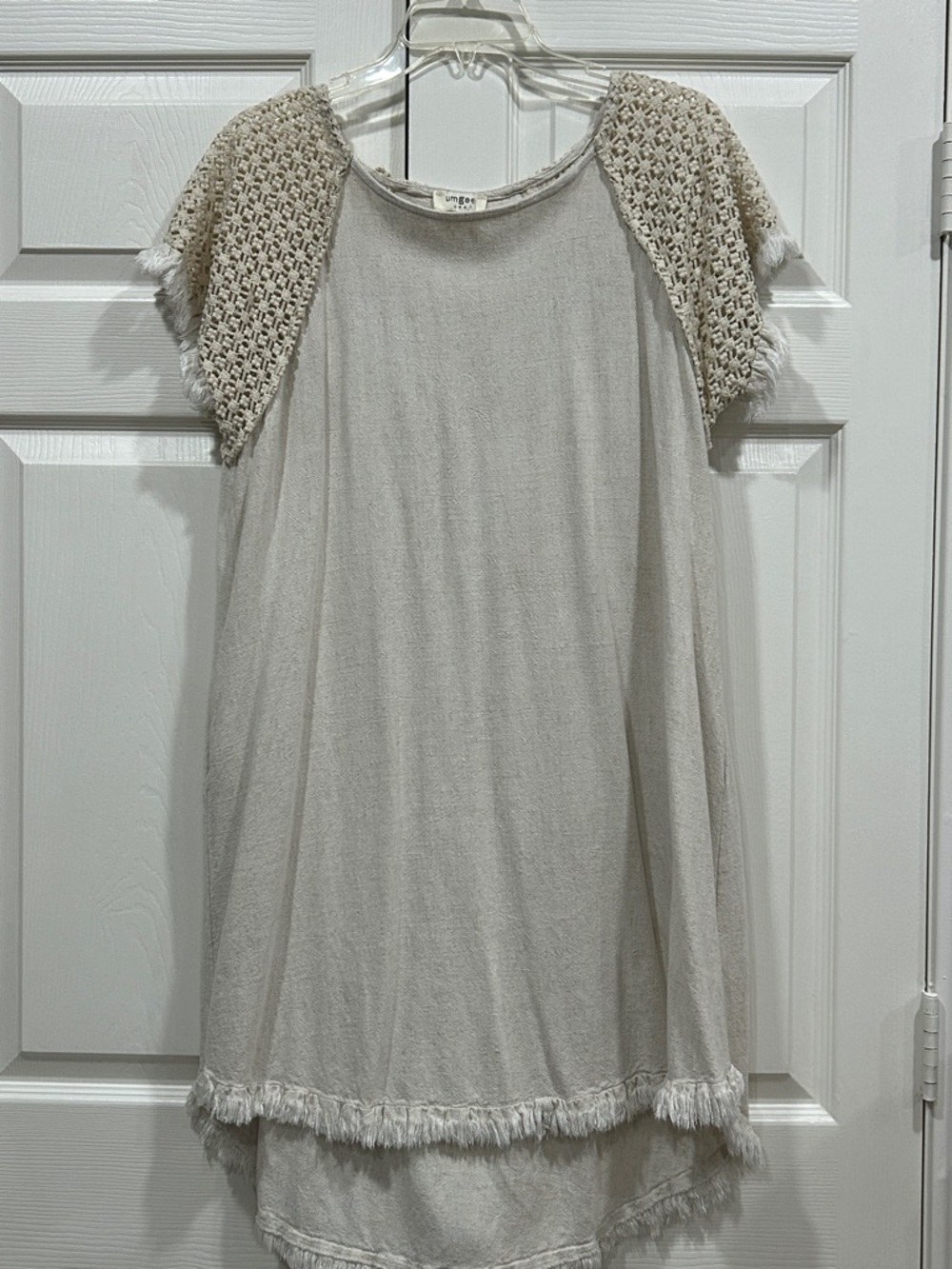 Umgee Cream Linen/Cotton High Low Dress